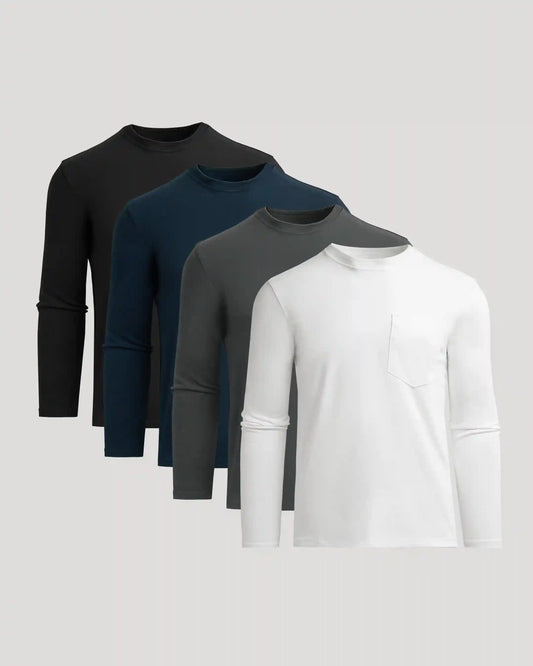 Staple Heavyweight Long Sleeve Pocket Crew 4-Pack