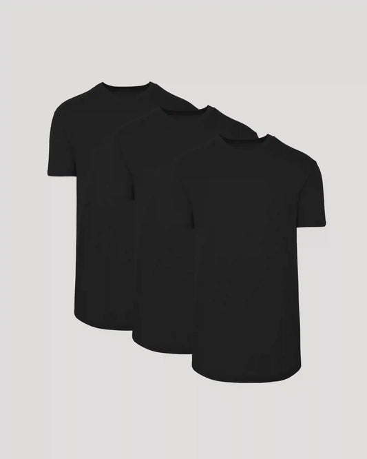 All Black Short Sleeve Tall Curved Hem Crew 3-Pack
