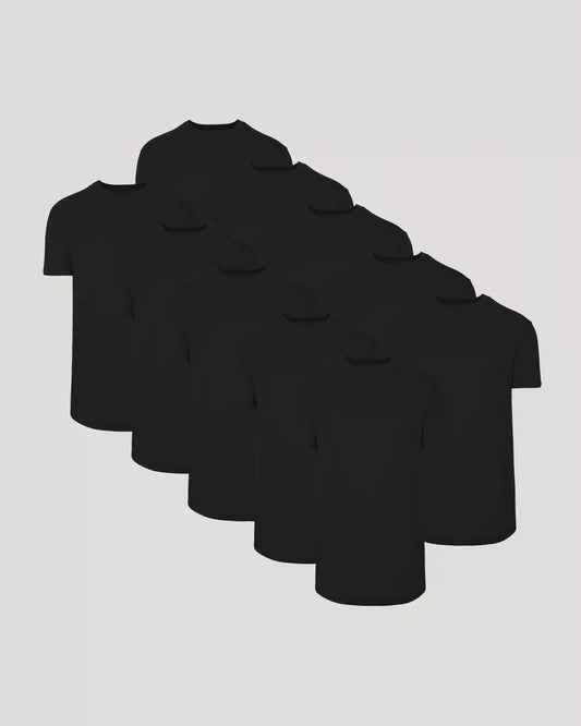 Black Classic Tall Curved Hem Crew 10-Pack